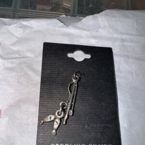 STERLING SILVER 925 FISH & FISHING POLE CHARM NEW VINTAGE